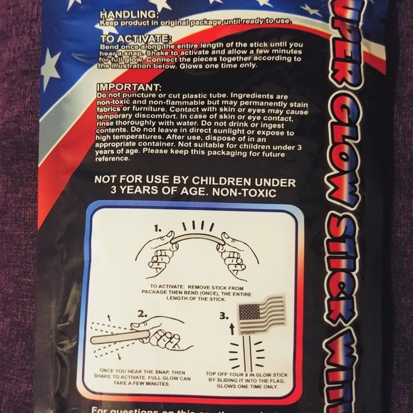 Supreme glow USA flag wand glowstick Patriotic American 4th of July Election NEW - Picture 6 of 8